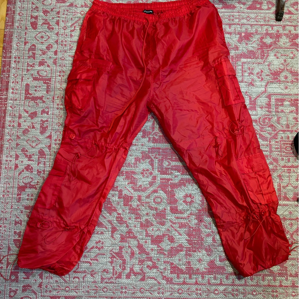 Pretty little thing festival cargo pants size 18 red